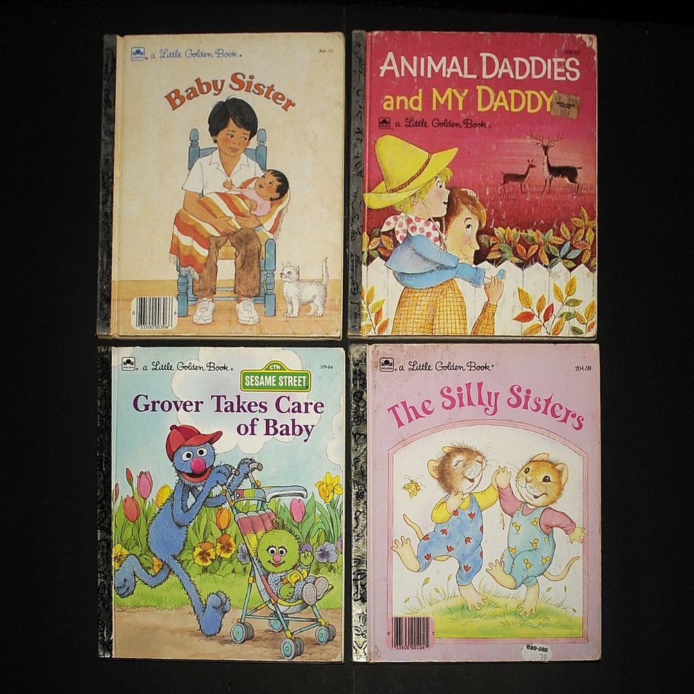 VTG Little Golden Books Lot of 4, DADDY, Baby SISTER Baby Stories 1968 1980's